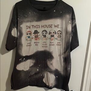 Black and White Graphic T-Shirt. Halloween Jason/Freddy Cougar